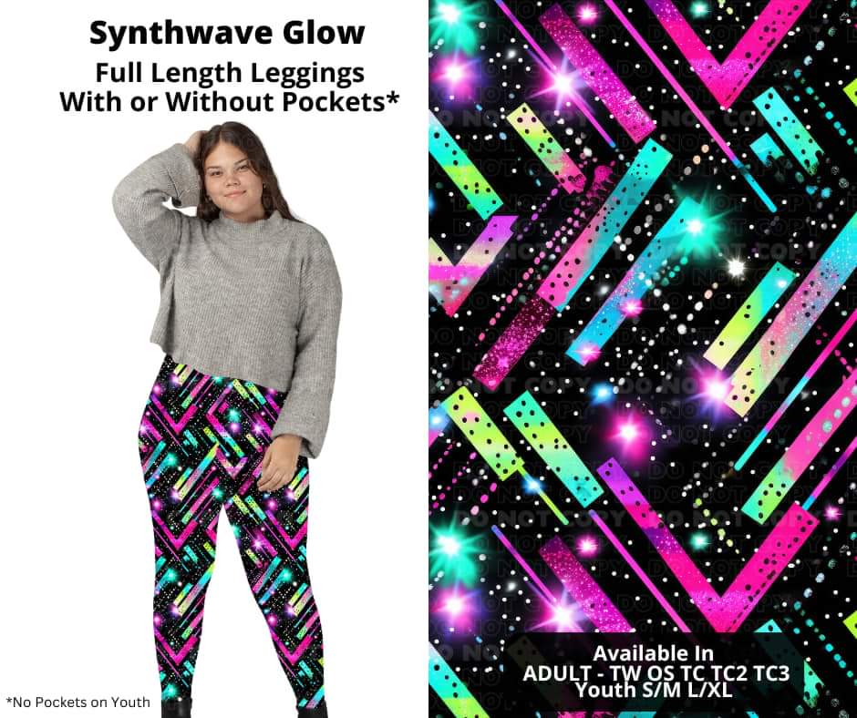 Synthwave Glow Full Length Leggings w/ Pockets