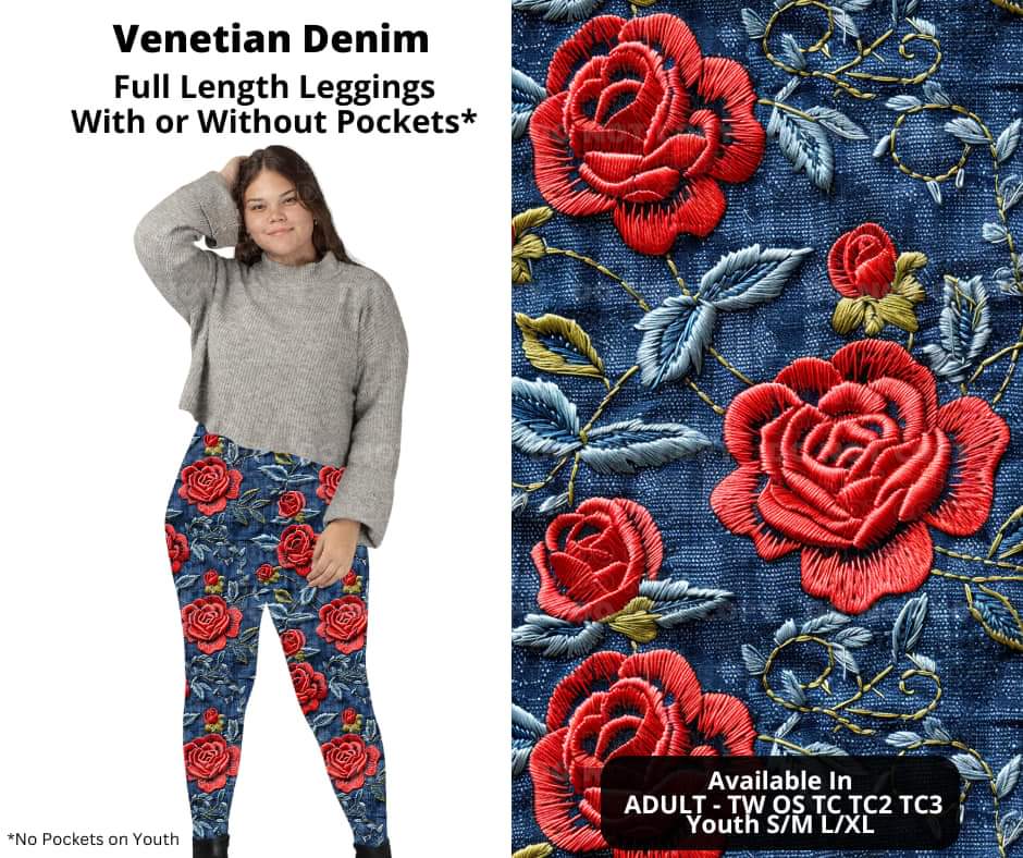 Venetian Denim Full Length Leggings w/ Pockets