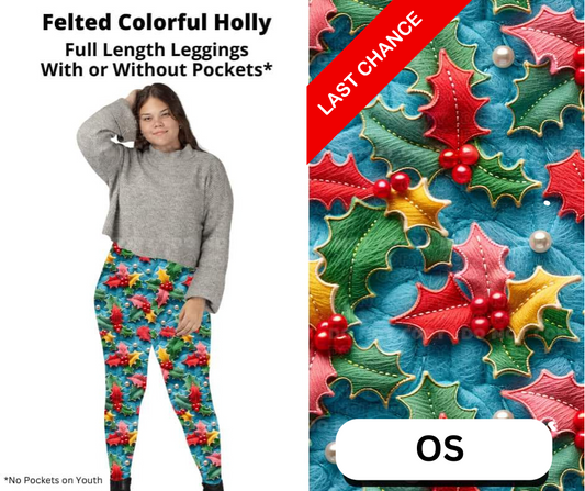 Felted Colorful Holly Full Length Leggings w/ Pockets